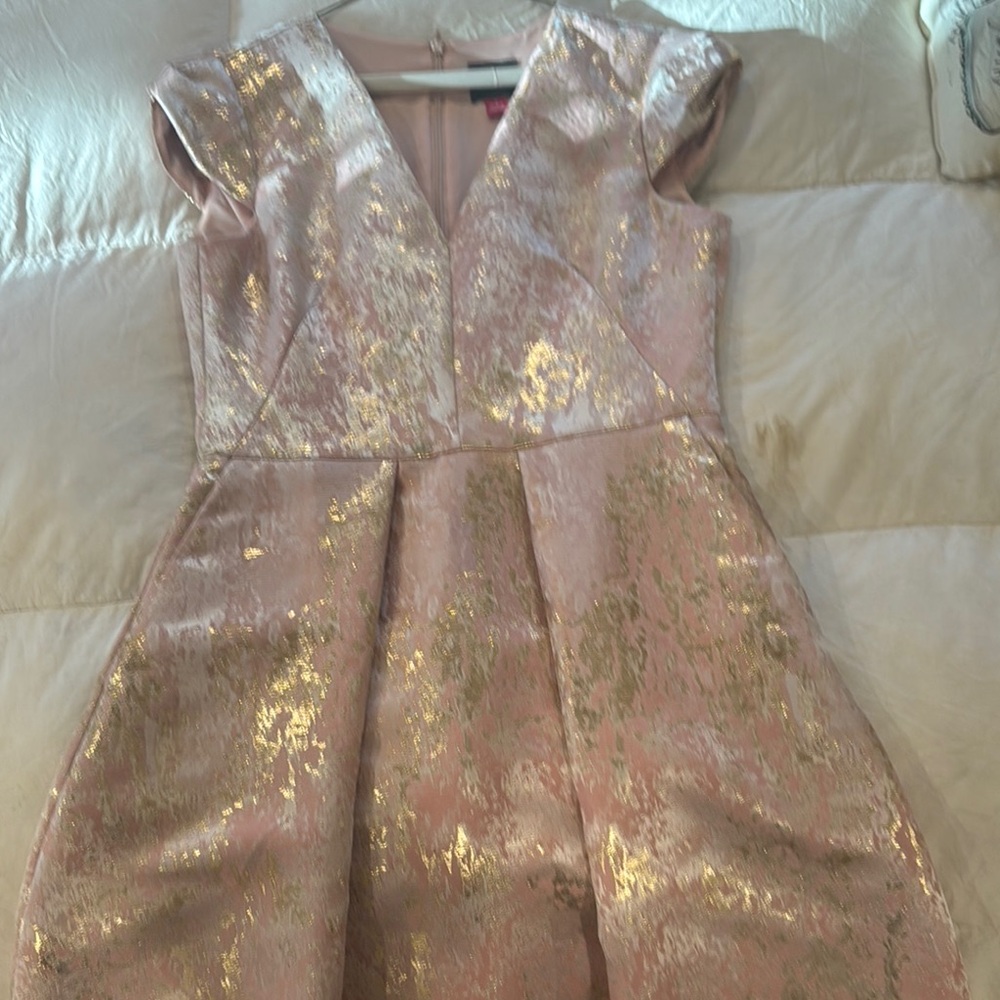Vince Camuto Blush and Gold Floral Dress